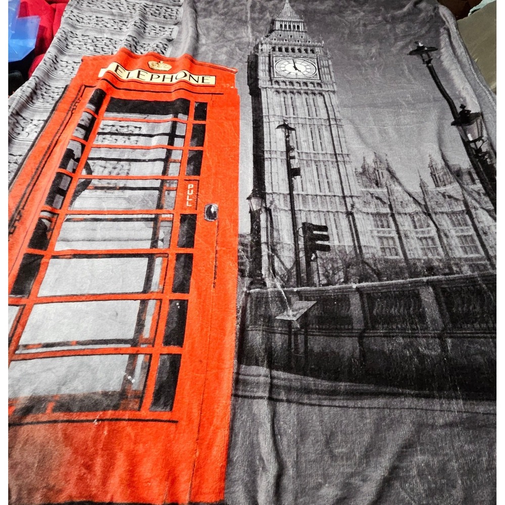 Soft And Cozy Fluffy Throw Blanket‎ London Telephone Booth Graphic Print 46"X60"
